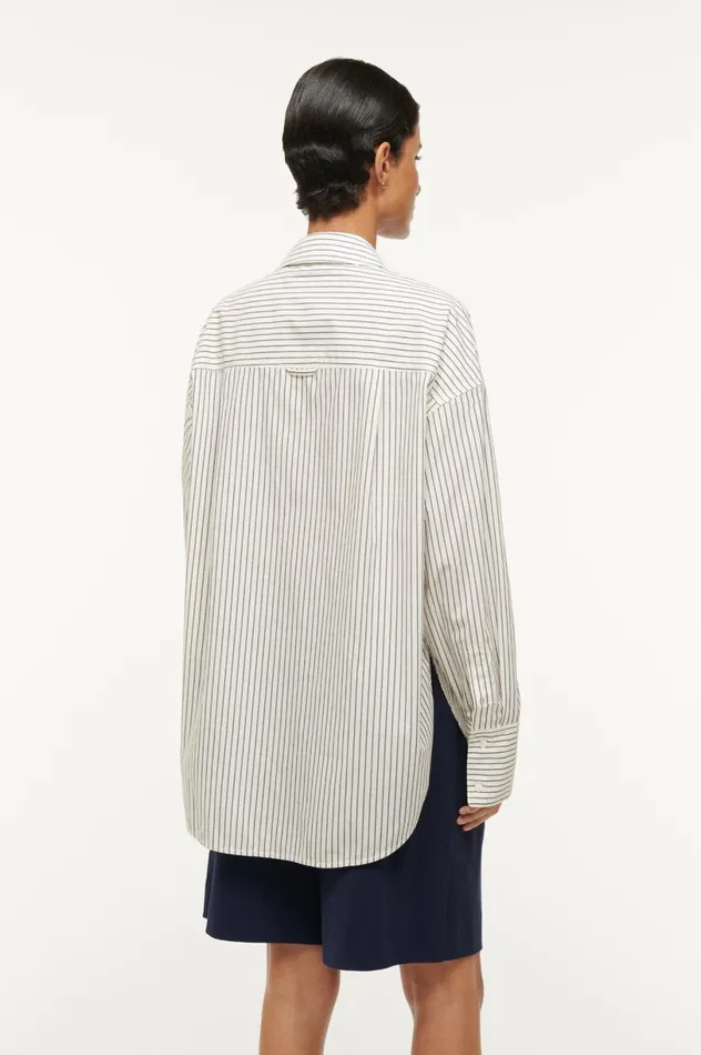 Women Tops STAUD STAUD COLTON SHIRT IVORY MICRO STRIPE