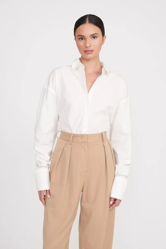 Women Tops STAUD STAUD COLTON SHIRT WHITE