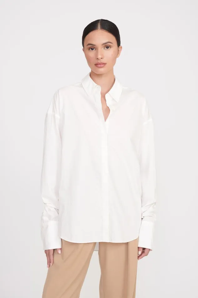 Women Tops STAUD STAUD COLTON SHIRT WHITE