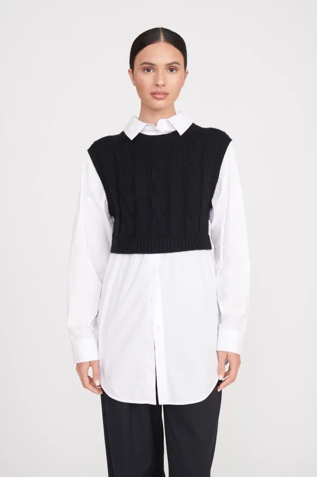 Women Tops STAUD STAUD COOPER TOP BLACK WHITE