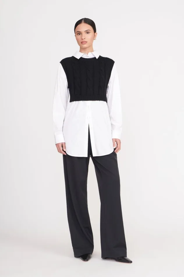Women Tops STAUD STAUD COOPER TOP BLACK WHITE Women Tops STAUD STAUD COOPER TOP BLACK WHITE