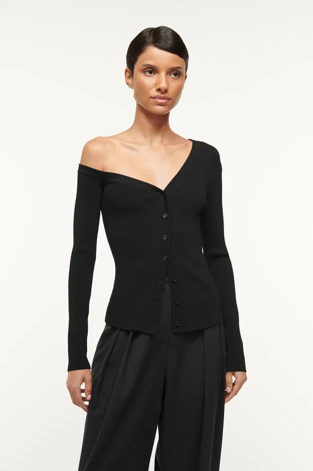 Women Tops STAUD STAUD CRAFTSMAN SWEATER BLACK