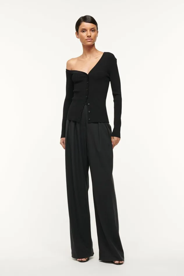 Women Tops STAUD STAUD CRAFTSMAN SWEATER BLACK Women Tops STAUD STAUD CRAFTSMAN SWEATER BLACK