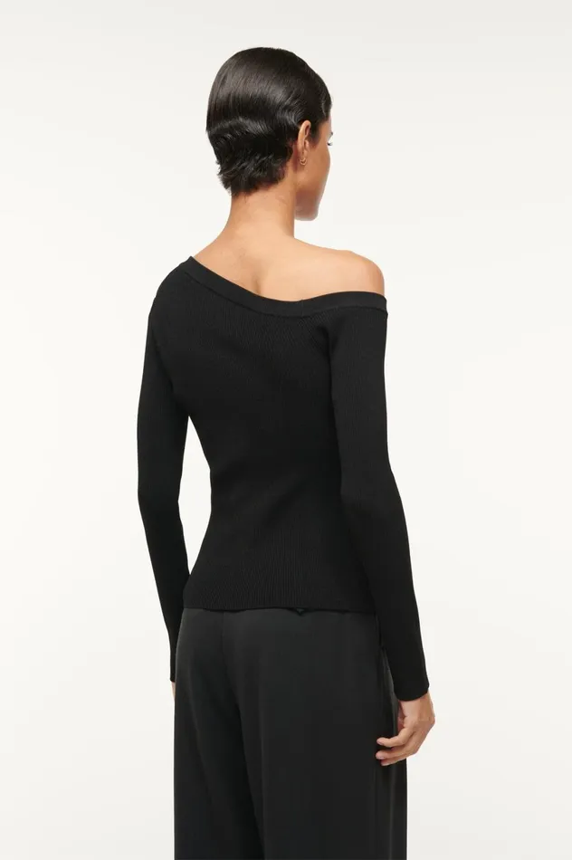 Women Tops STAUD STAUD CRAFTSMAN SWEATER BLACK Women Tops STAUD STAUD CRAFTSMAN SWEATER BLACK