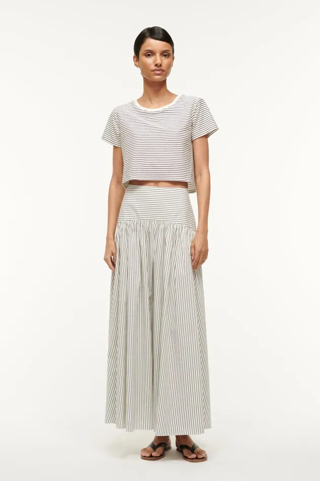 Women Tops STAUD STAUD DEAN TSHIRT IVORY MICRO STRIPE