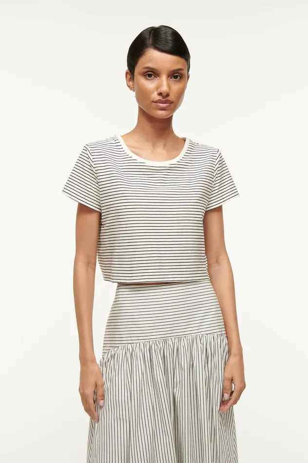 Women Tops STAUD STAUD DEAN TSHIRT IVORY MICRO STRIPE Women Tops STAUD STAUD DEAN TSHIRT IVORY MICRO STRIPE