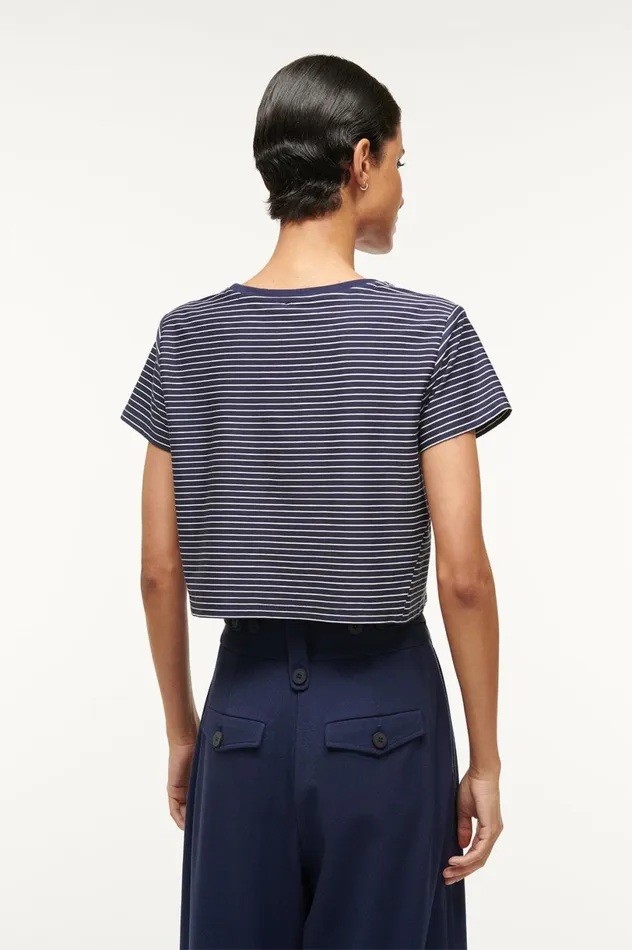 Women Tops STAUD STAUD DEAN TSHIRT NAVY MICRO STRIPE Women Tops STAUD STAUD DEAN TSHIRT NAVY MICRO STRIPE