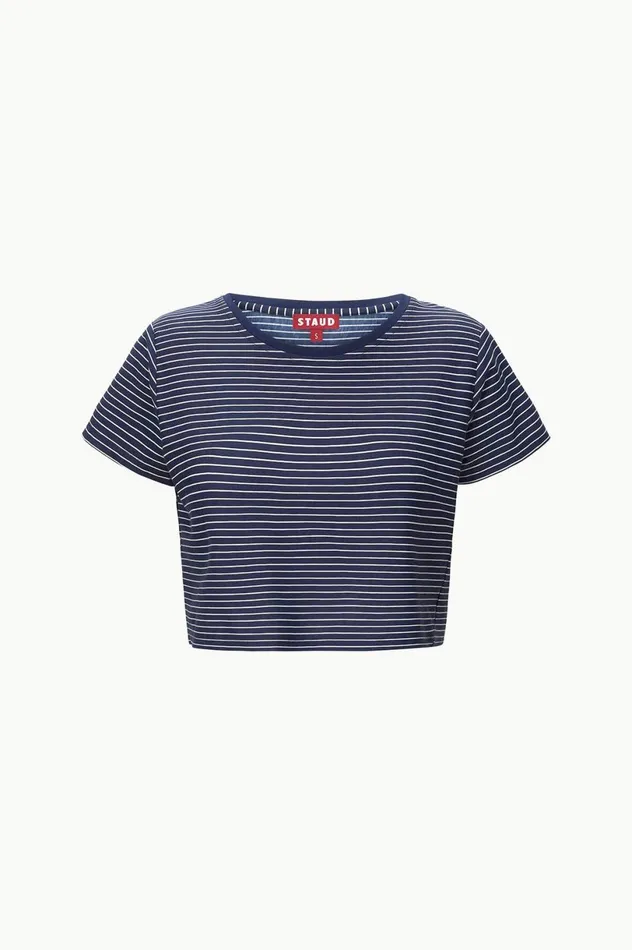 Women Tops STAUD STAUD DEAN TSHIRT NAVY MICRO STRIPE Women Tops STAUD STAUD DEAN TSHIRT NAVY MICRO STRIPE