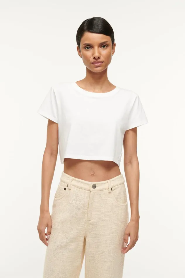 Women Tops STAUD STAUD DEAN TSHIRT WHITE