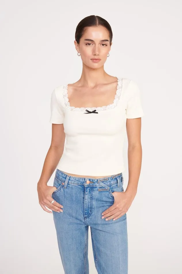 Women Tops STAUD STAUD DIXIE TOP IVORY