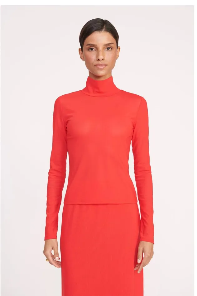 Women Tops STAUD STAUD HELVIN TOP RED ROSE
