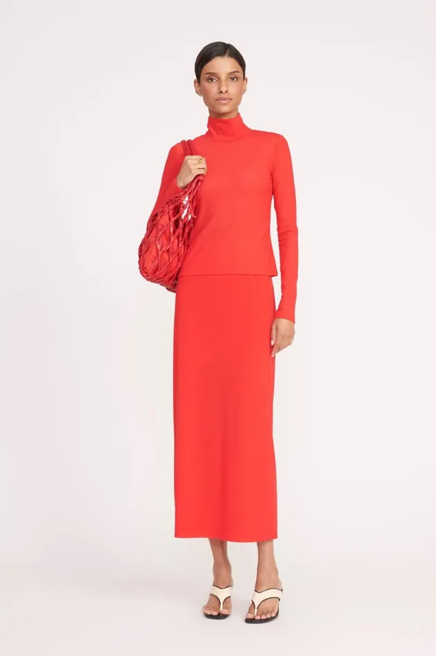 Women Tops STAUD STAUD HELVIN TOP RED ROSE Women Tops STAUD STAUD HELVIN TOP RED ROSE