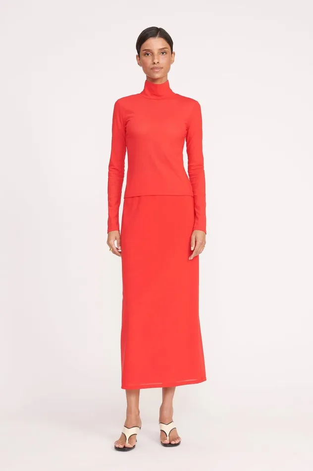 Women Tops STAUD STAUD HELVIN TOP RED ROSE Women Tops STAUD STAUD HELVIN TOP RED ROSE