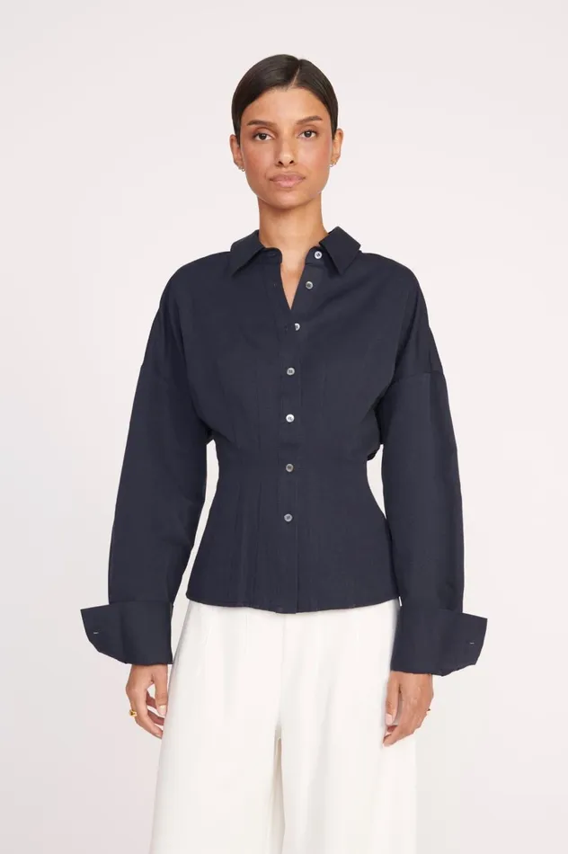 Women Tops STAUD STAUD OPHELIA TOP NAVY