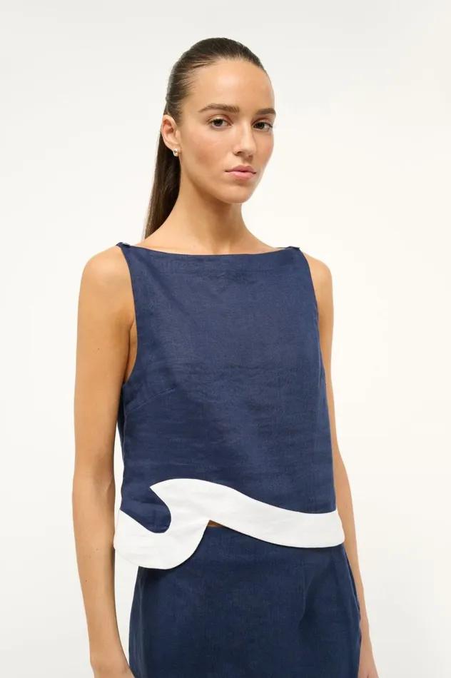 Women Tops STAUD STAUD RAPHAEL TOP NAVY WHITE