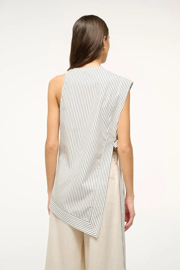 Women Tops STAUD STAUD SAWYER TOP IVORY MICRO STRIPE Women Tops STAUD STAUD SAWYER TOP IVORY MICRO STRIPE