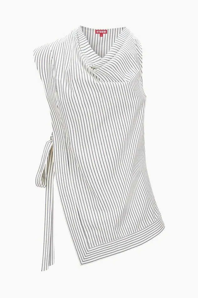 Women Tops STAUD STAUD SAWYER TOP IVORY MICRO STRIPE Women Tops STAUD STAUD SAWYER TOP IVORY MICRO STRIPE