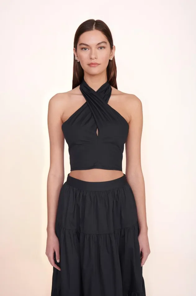 Women Tops STAUD STAUD SMOCKED KAI TOP BLACK