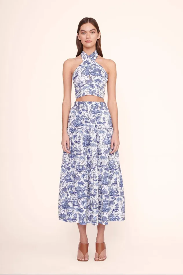 Women Tops STAUD STAUD SMOCKED KAI TOP BLUE TOILE