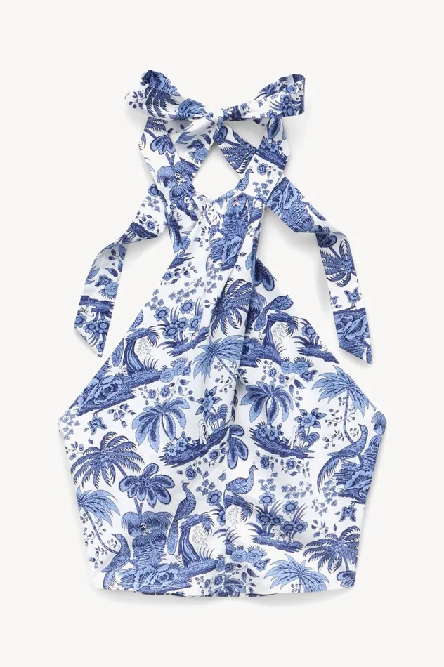 Women Tops STAUD STAUD SMOCKED KAI TOP BLUE TOILE