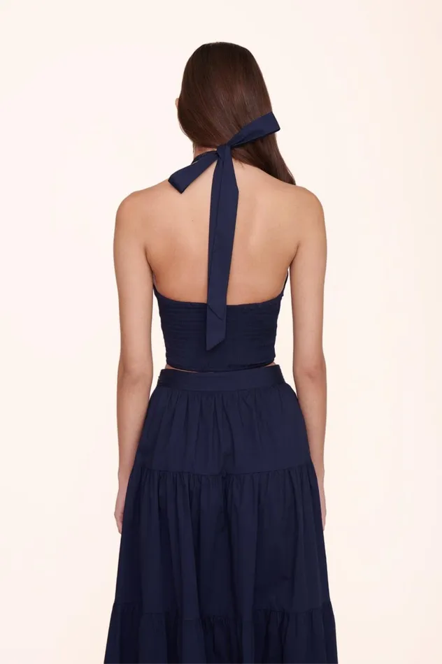 Women Tops STAUD STAUD SMOCKED KAI TOP NAVY