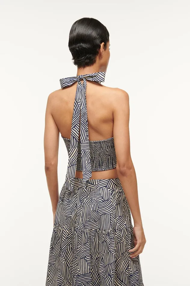 Women Tops STAUD STAUD SMOCKED KAI TOP NAVY MOSAIC Women Tops STAUD STAUD SMOCKED KAI TOP NAVY MOSAIC