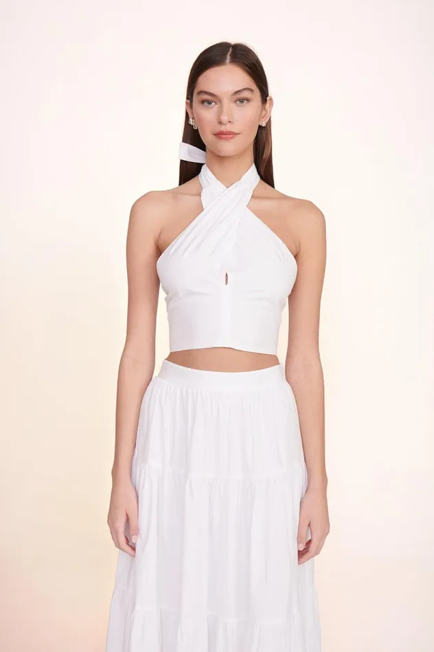 Women Tops STAUD STAUD SMOCKED KAI TOP WHITE
