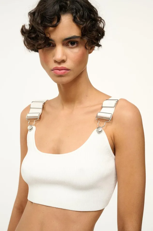 Women Tops STAUD STAUD WRANGLER THE OVERALL RIB BRALETTE TANK WHITE Women Tops STAUD STAUD WRANGLER THE OVERALL RIB BRALETTE TANK WHITE