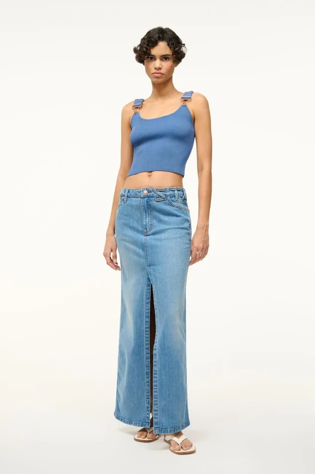 Women Tops STAUD STAUD WRANGLER THE OVERALL RIB TANK DENIM BLUE Women Tops STAUD STAUD WRANGLER THE OVERALL RIB TANK DENIM BLUE