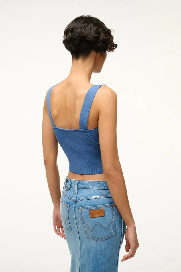 Women Tops STAUD STAUD WRANGLER THE OVERALL RIB TANK DENIM BLUE Women Tops STAUD STAUD WRANGLER THE OVERALL RIB TANK DENIM BLUE