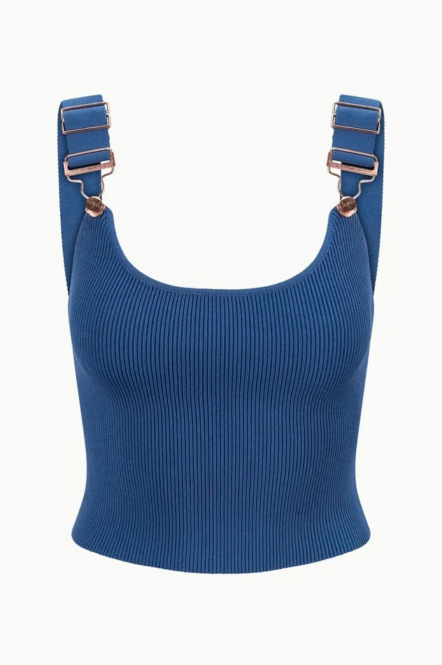 Women Tops STAUD STAUD WRANGLER THE OVERALL RIB TANK DENIM BLUE Women Tops STAUD STAUD WRANGLER THE OVERALL RIB TANK DENIM BLUE