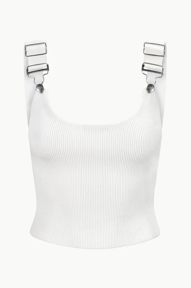 Women Tops STAUD STAUD WRANGLER THE OVERALL RIB TANK WHITE Women Tops STAUD STAUD WRANGLER THE OVERALL RIB TANK WHITE