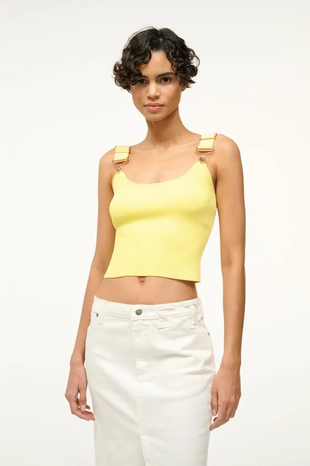 Women Tops STAUD STAUD WRANGLER THE OVERALL RIB TANK YELLOW