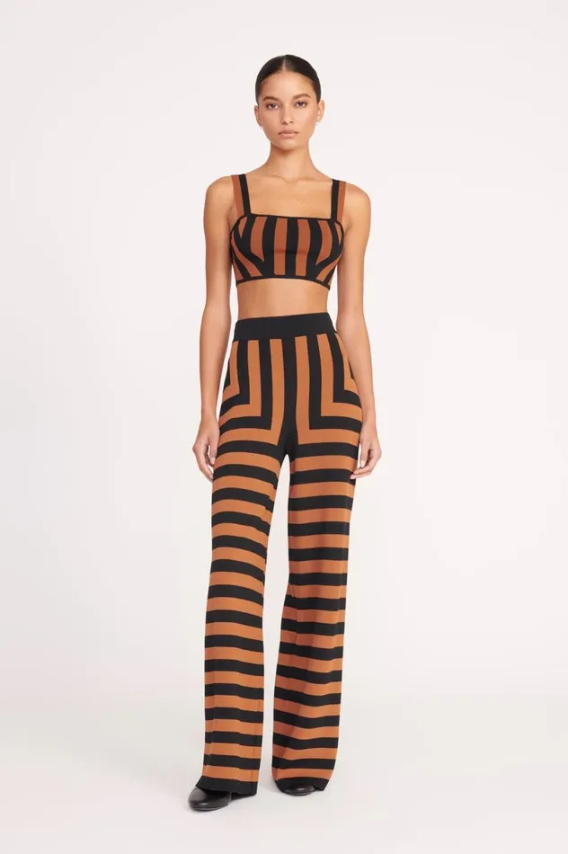 Women Tops STAUD STAUD ZOLA TOP BLACK TAN SEASHORE STRIPE Women Tops STAUD STAUD ZOLA TOP BLACK TAN SEASHORE STRIPE