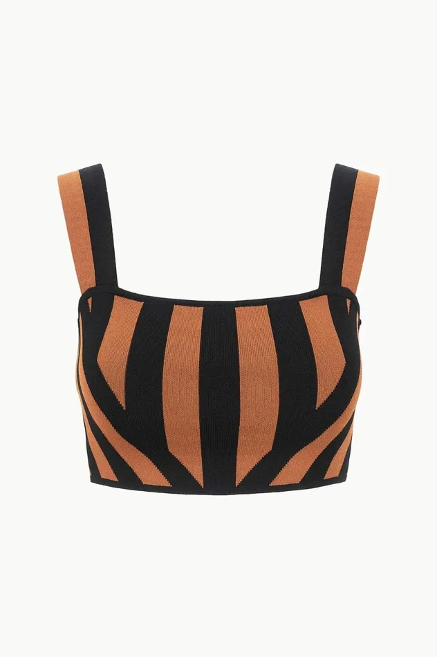Women Tops STAUD STAUD ZOLA TOP BLACK TAN SEASHORE STRIPE Women Tops STAUD STAUD ZOLA TOP BLACK TAN SEASHORE STRIPE