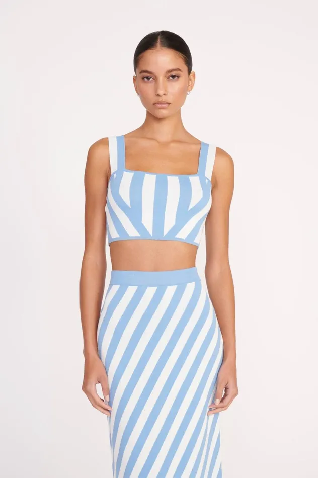 Women Tops STAUD STAUD ZOLA TOP BLUE SEASHORE STRIPE