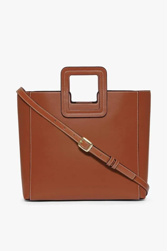 Women Totes STAUD SHIRLEY LEATHER BAG SADDLE