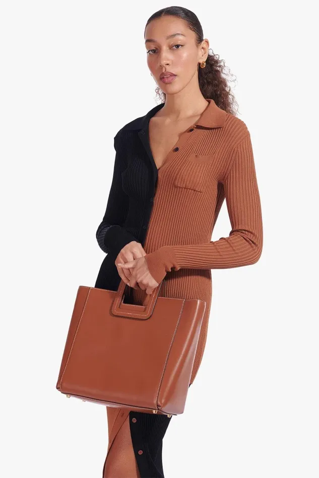 Women Totes STAUD SHIRLEY LEATHER BAG SADDLE Women Totes STAUD SHIRLEY LEATHER BAG SADDLE