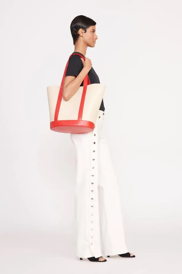 Women Totes STAUD STAUD ALLORA TOTE CREAM RED ROSE Women Totes STAUD STAUD ALLORA TOTE CREAM RED ROSE