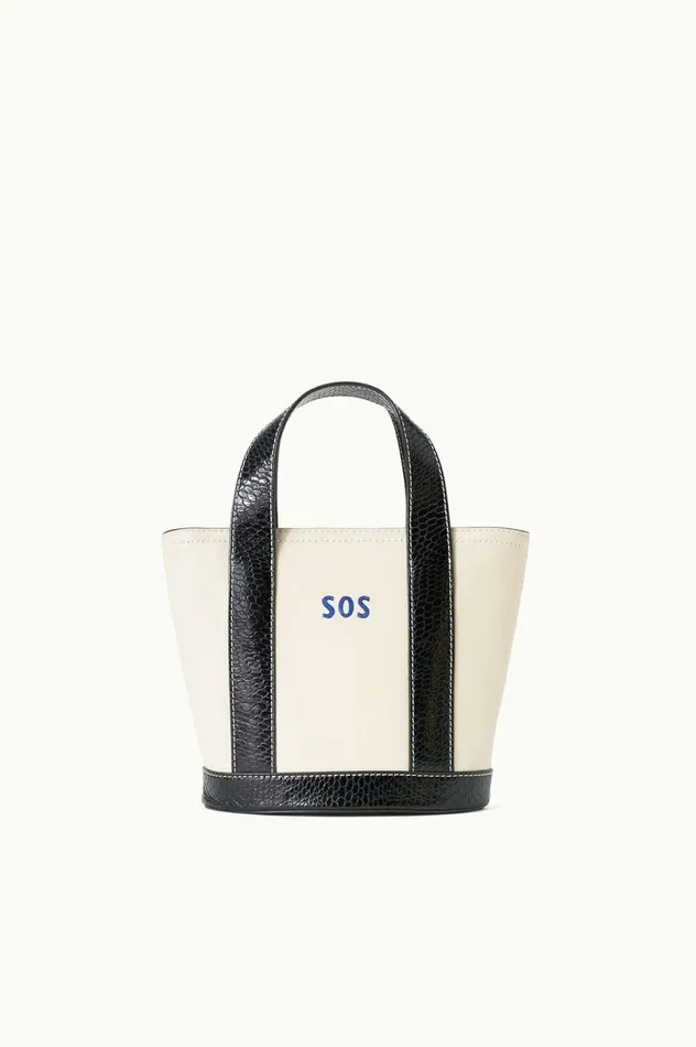Women Totes STAUD STAUD CUSTOM MONOGRAM ALLORA MINI TOTE CREAM BLACK