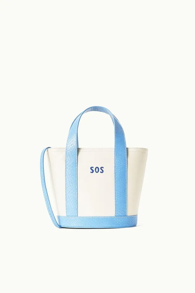 Women Totes STAUD STAUD CUSTOM MONOGRAM ALLORA MINI TOTE CREAM STAUD BLUE