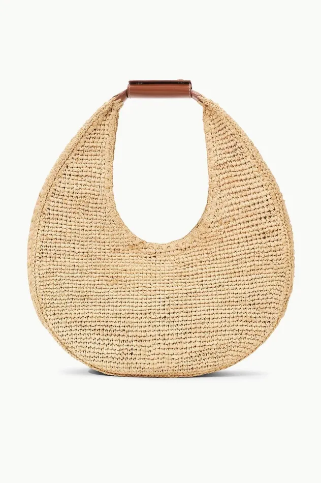 Women Totes STAUD STAUD LARGE RAFFIA MOON TOTE BAG NATURAL TAN