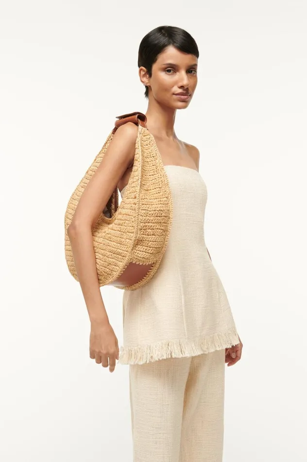Women Totes STAUD STAUD LARGE RAFFIA MOON TOTE BAG NATURAL TAN Women Totes STAUD STAUD LARGE RAFFIA MOON TOTE BAG NATURAL TAN