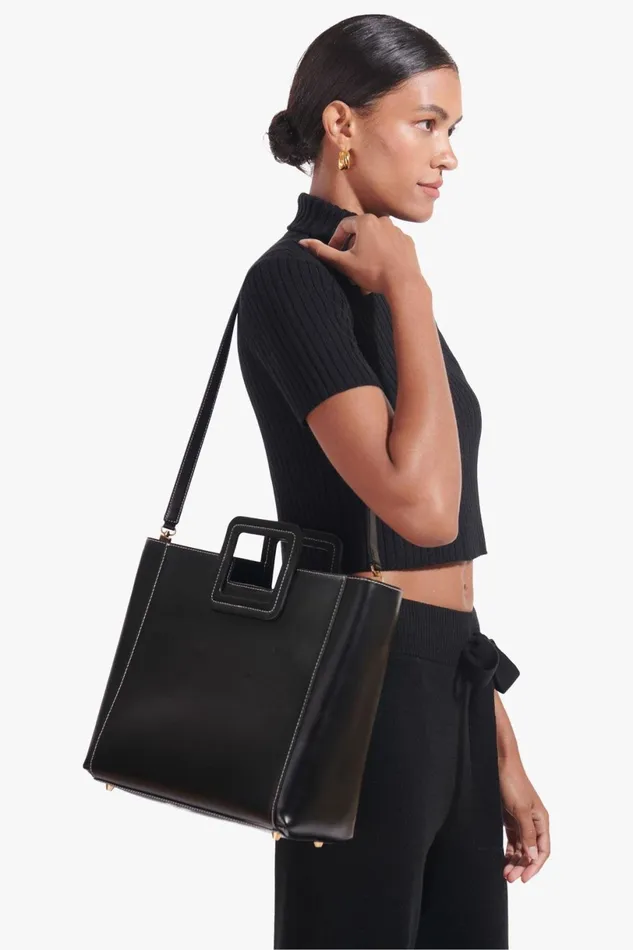 Women Totes STAUD STAUD SHIRLEY LEATHER BAG BLACK Women Totes STAUD STAUD SHIRLEY LEATHER BAG BLACK
