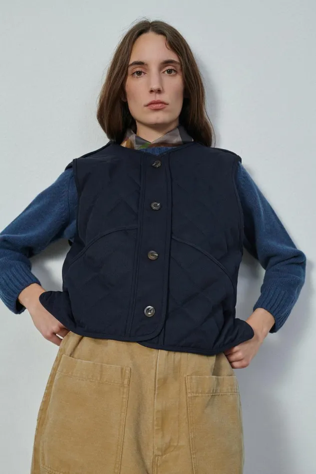 Women ULLA BODYWARMER Navy Soeur Jackets and Coats
