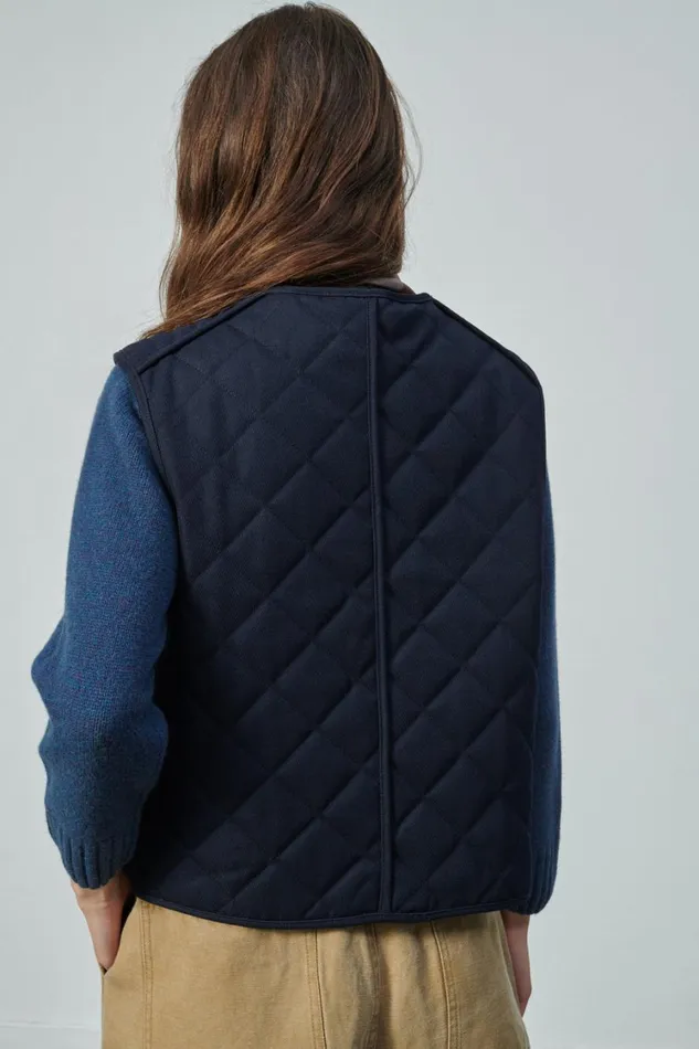 Women ULLA BODYWARMER Navy Soeur Jackets and Coats