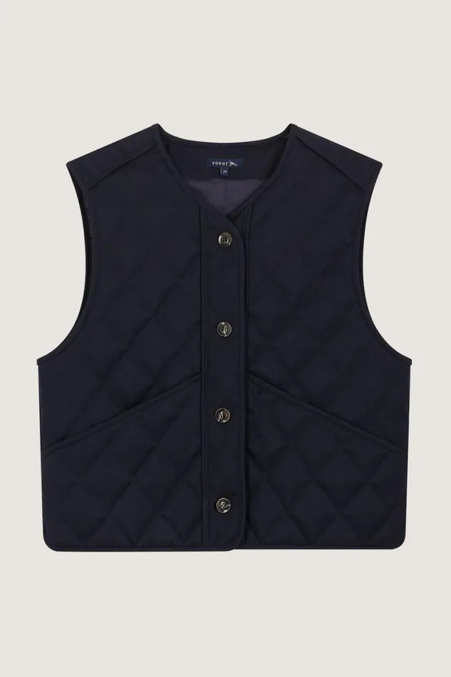 Women ULLA BODYWARMER Navy Soeur Jackets and Coats