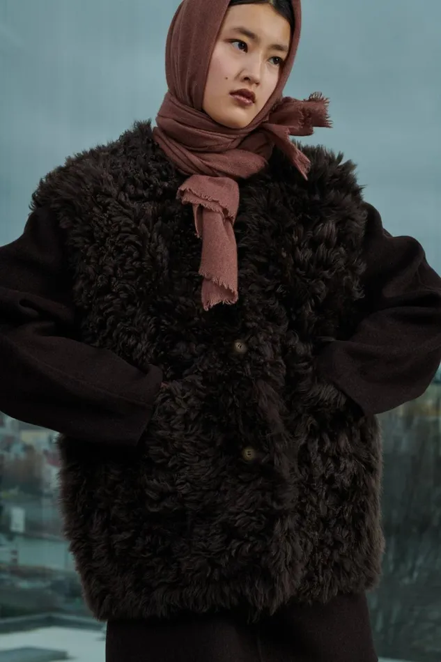 Women VALFREDO WAISTCOAT Brown Soeur Jackets and Coats