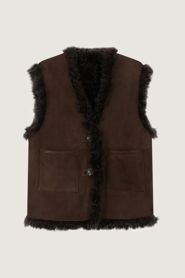 Women VALFREDO WAISTCOAT Brown Soeur Jackets and Coats