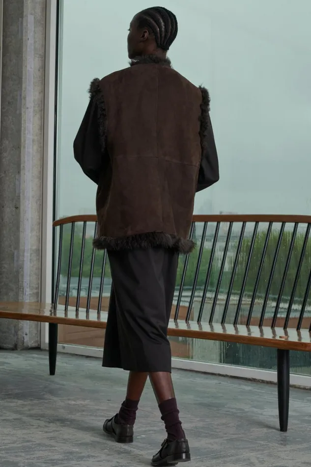 Women VALFREDO WAISTCOAT Brown Soeur Jackets and Coats